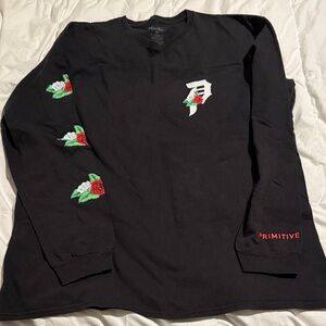 Primitive Black Long Sleeve with Red Rose Design